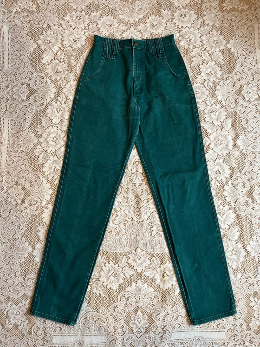 1980s Wrangler Silverlake Western Jeans, Emerald Green, 28 Waist